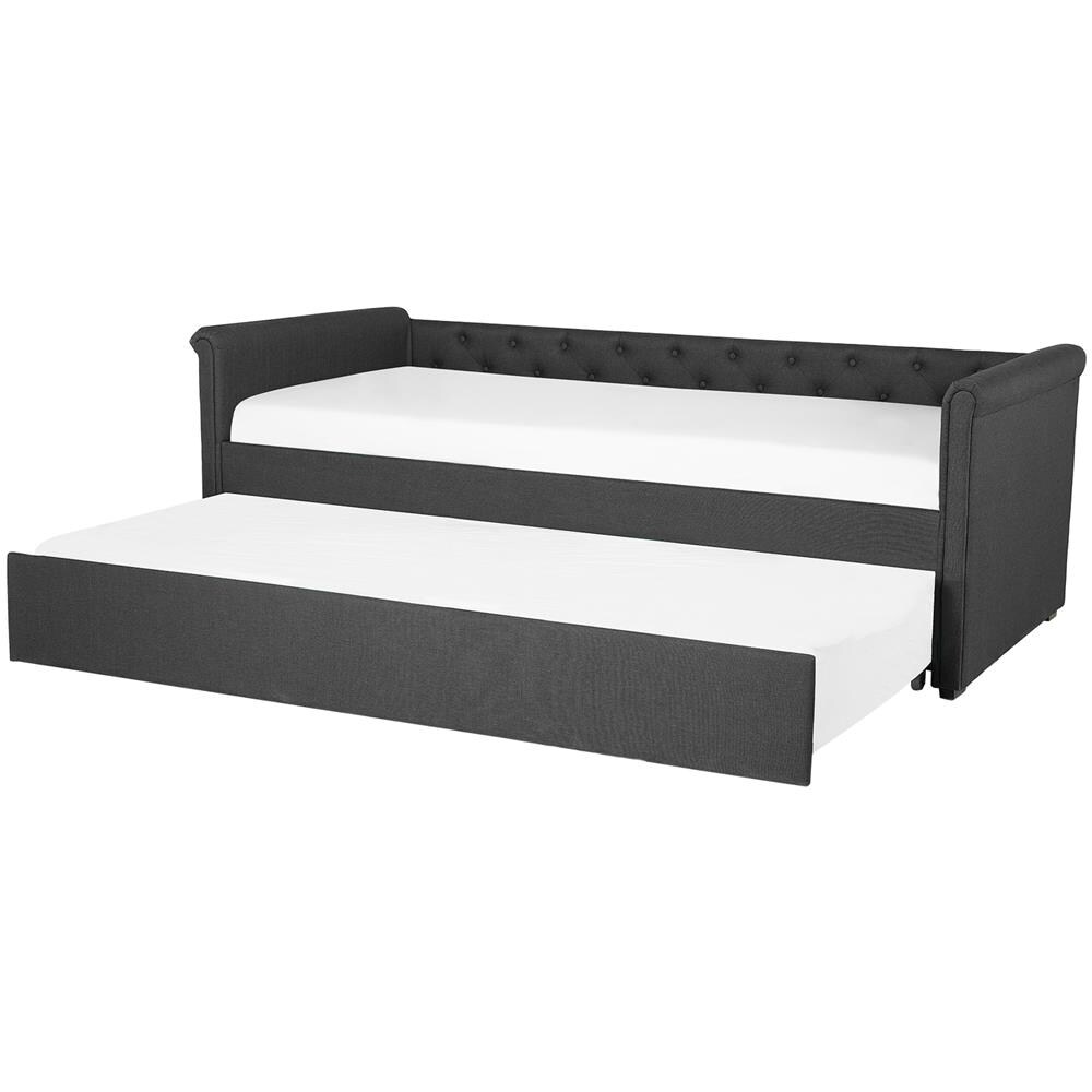 Letto Da Giorno In Tessuto Grigio Scuro 80x200cm Libourne - Foto 1