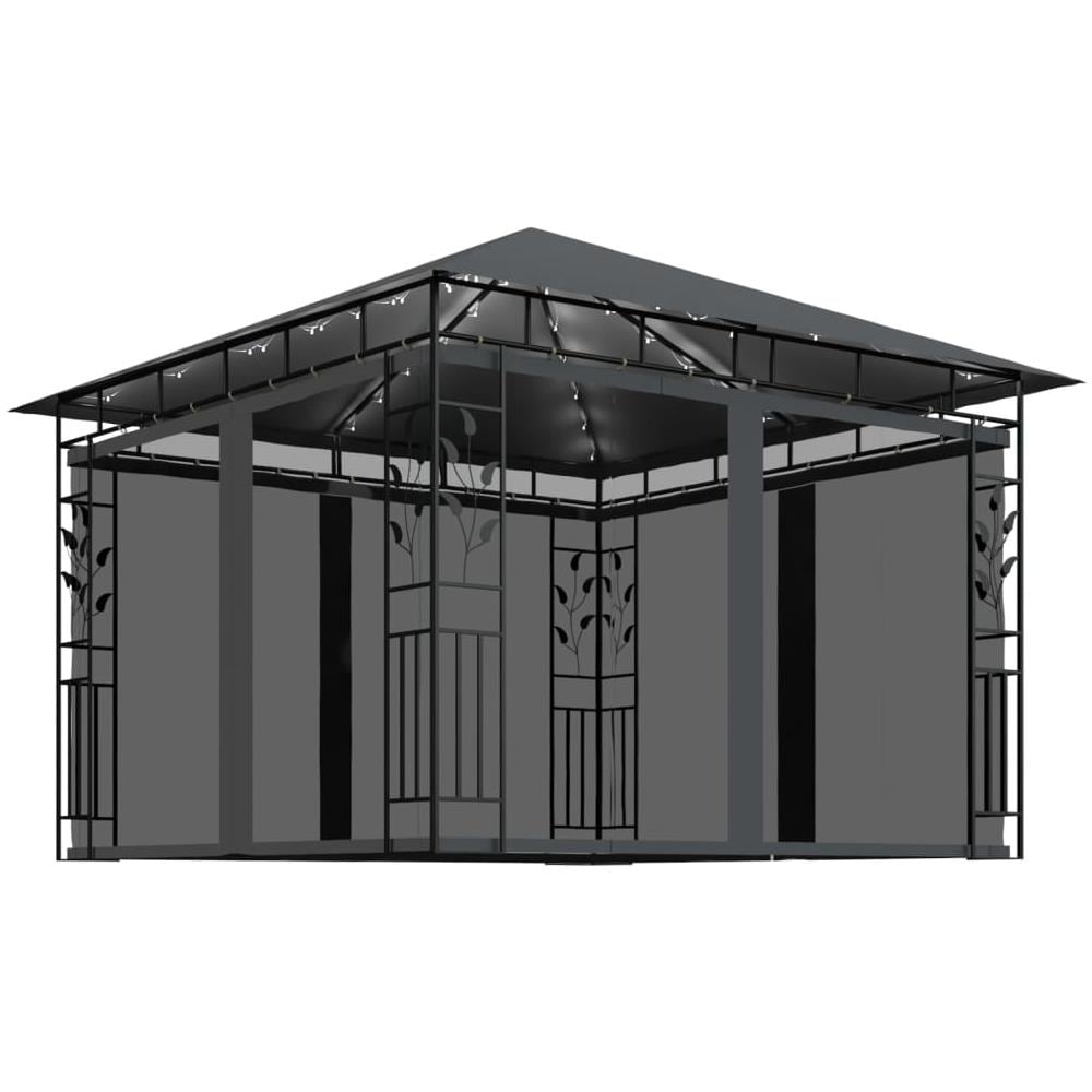 Gazebo con Zanzariera e Luci LED 3x3x2,73 m Antracite - Foto 1