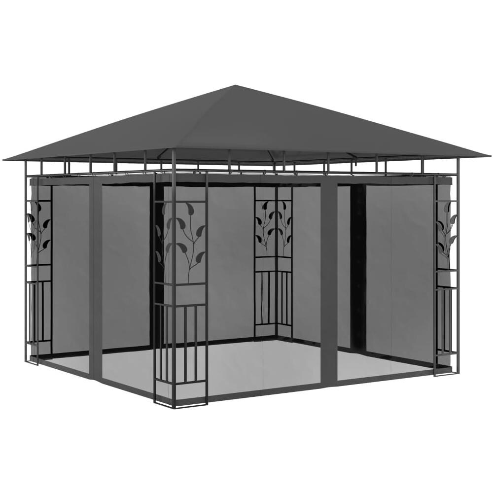 Gazebo con Zanzariera e Luci LED 3x3x2,73 m Antracite - Foto 2