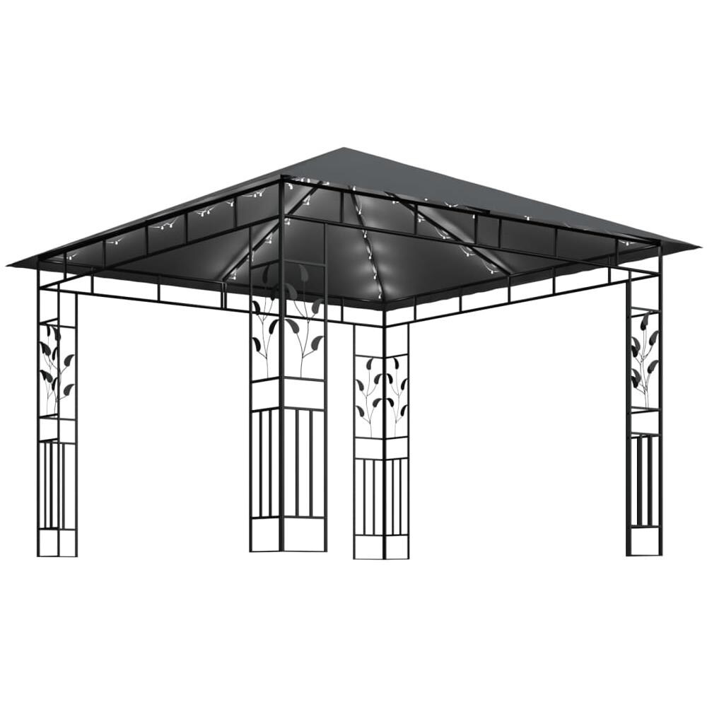 Gazebo con Zanzariera e Luci LED 3x3x2,73 m Antracite - Foto 3