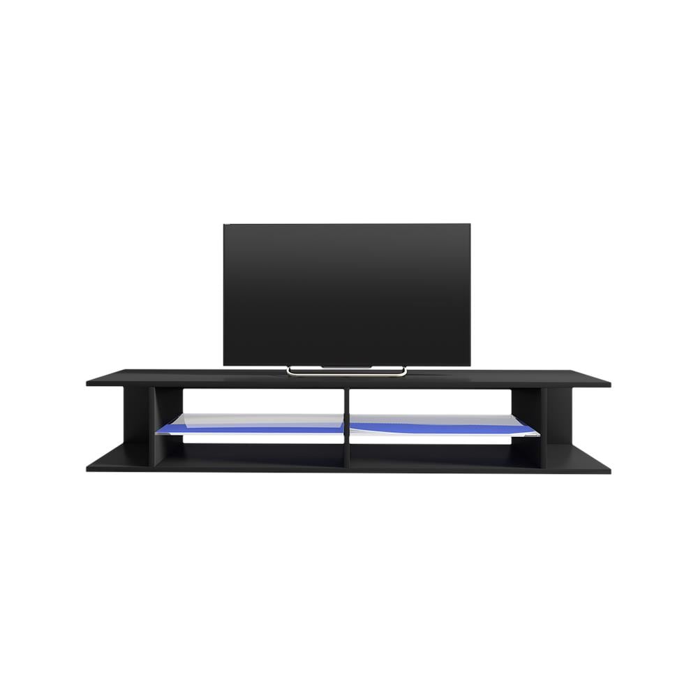 Mitchell - Mobile Tv Moderno / Tavolino Tv Per Salotto / Porta Tv Elegante / Luci Led / 180 Cm / Nero Opaco Nero Lucido - Foto 1