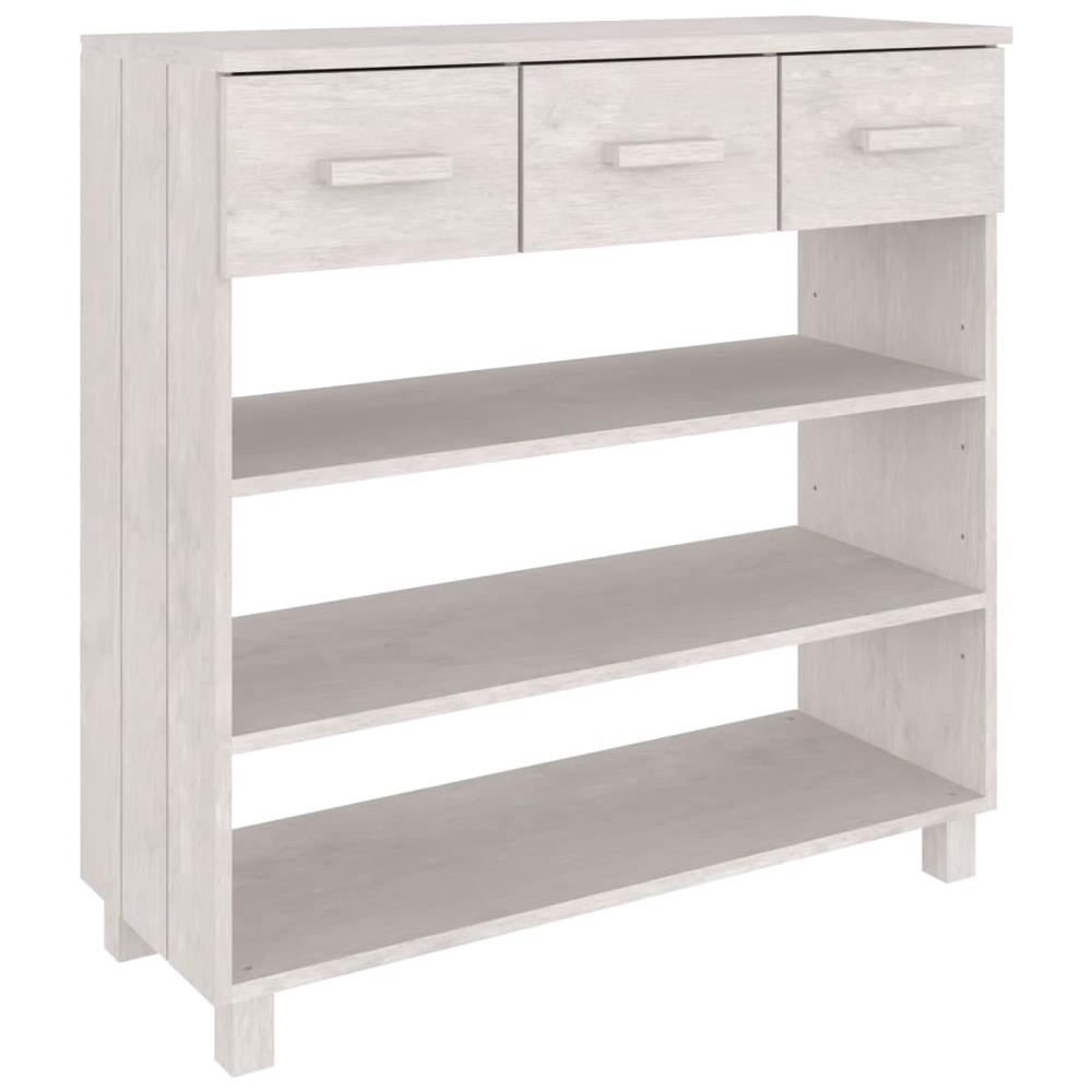 Tavolo Consolle Bianco 90x35x90 Cm Legno Massello Di Pino - Foto 2