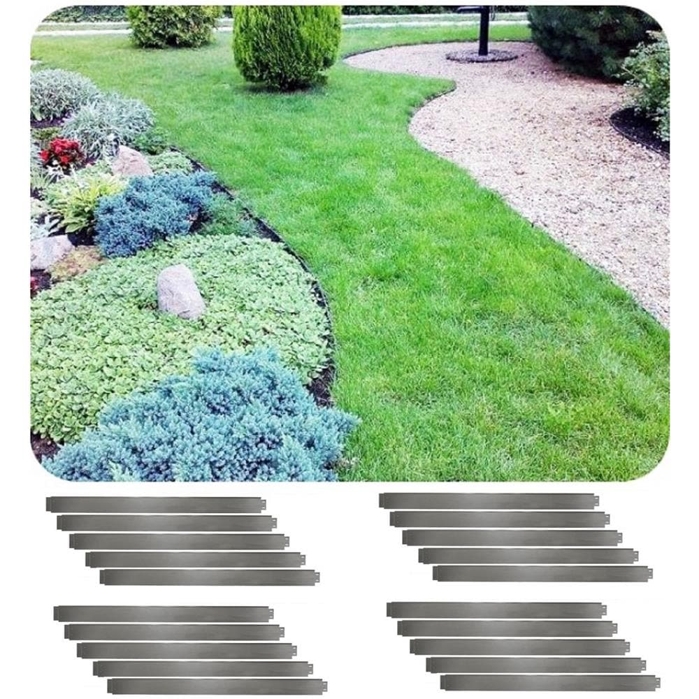 Set Di 20 Bordure Per Aiuole In Metallo Galvanizzato 14cm X 100cm | Aiuole Giardino | Cordoli Per Aiuole - Foto 1