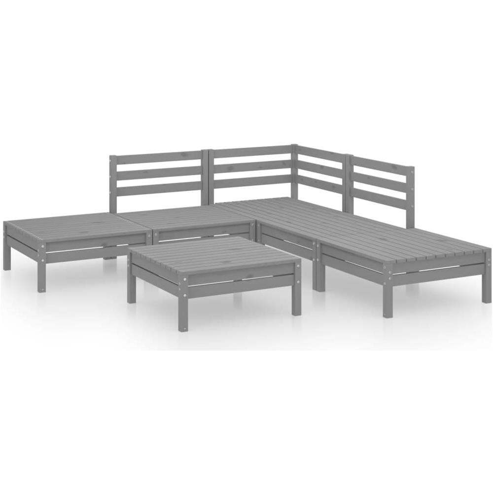 Set Salotto da Giardino 6 pz in Legno Massello di Pino Grigio - Foto 1