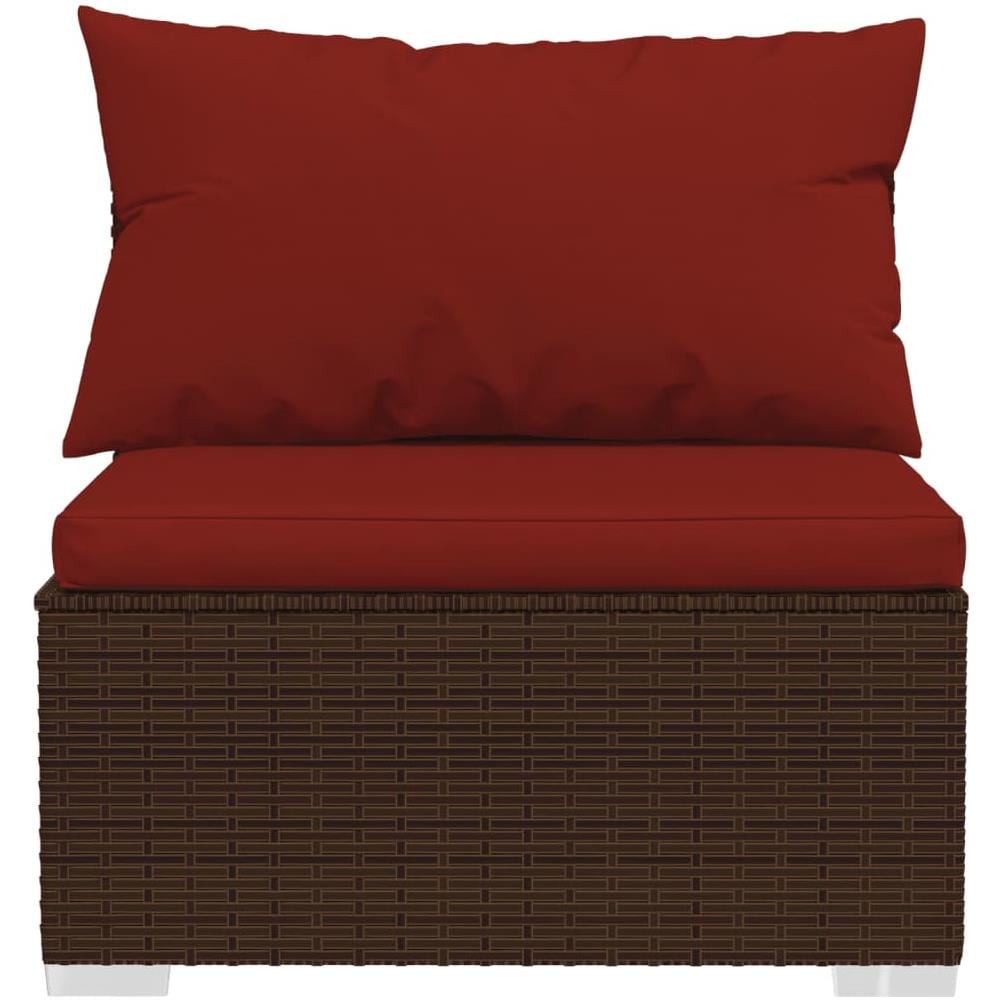 Set Divani Da Giardino 4 Pz Con Cuscini In Polyrattan Marrone - Foto 2
