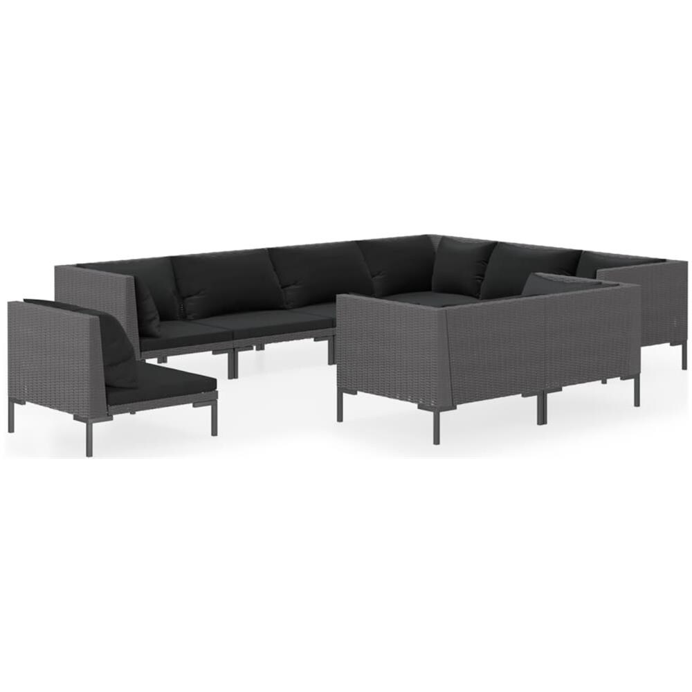 Set Bar Da Giardino 9 Posti Con Cuscini In Polyrattan Grigio - Perfecto Per Esterni - Foto 2