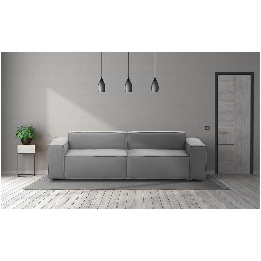 Divano Fisso Simona, Divano Componibile A 3 Posti Lineare, 100% Made In Italy, Sofà Moderno Da Soggiorno In Tessuto, Cm 260x95h70, Grigio - Foto 1
