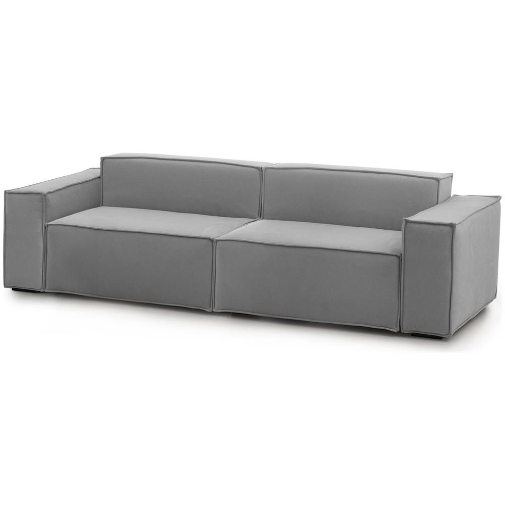 Divano Fisso Simona, Divano Componibile A 3 Posti Lineare, 100% Made In Italy, Sofà Moderno Da Soggiorno In Tessuto, Cm 260x95h70, Grigio - Foto 2