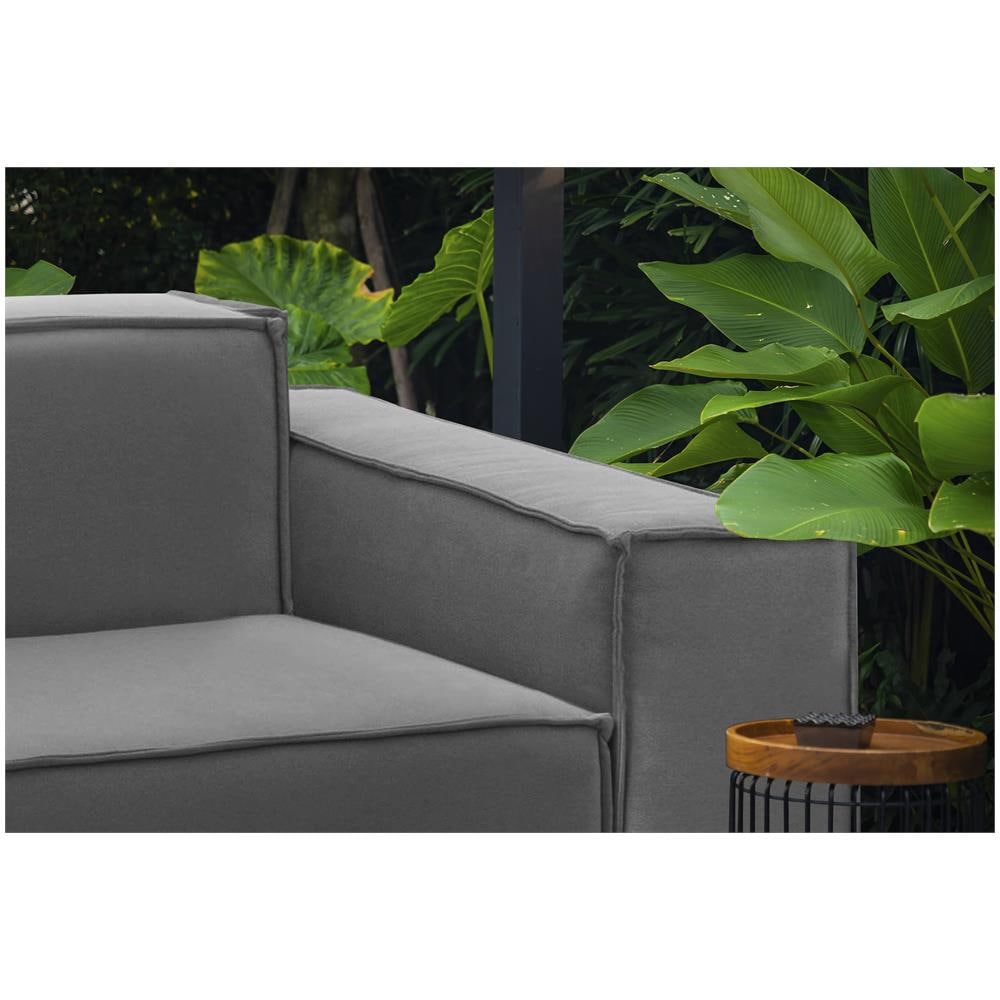 Divano Fisso Simona, Divano Componibile A 3 Posti Lineare, 100% Made In Italy, Sofà Moderno Da Soggiorno In Tessuto, Cm 260x95h70, Grigio - Foto 4