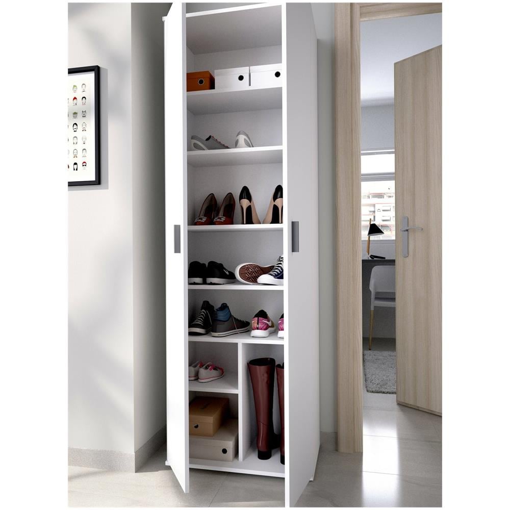 Armadio Multiuso Suretta, Mobile Multifunzione Portaoggetti, Guardaroba A 2 Ante, 61x35h190 Cm, Bianco - Foto 4