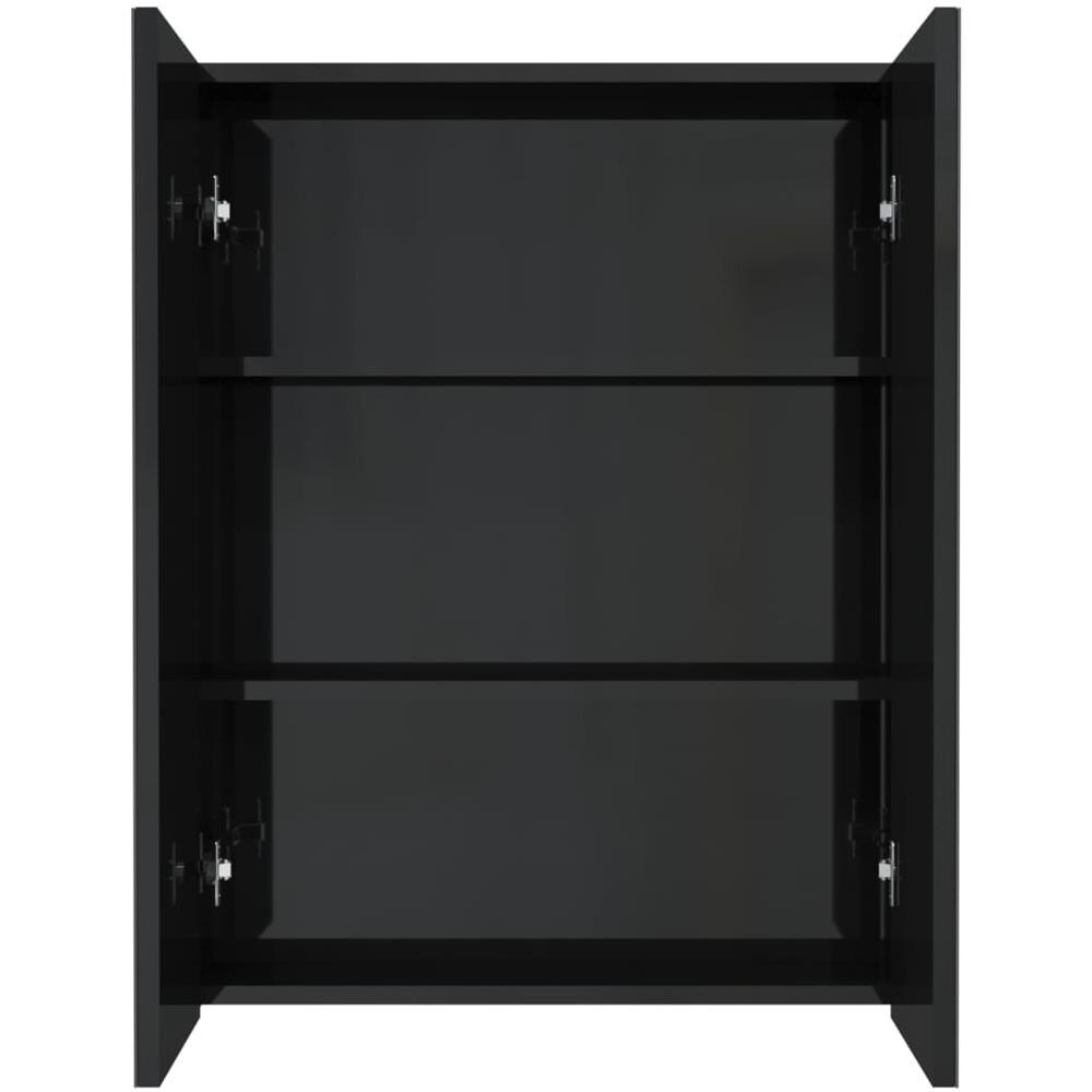 Armadietto A Specchio Per Bagno 60x15x75 Cm Mdf Nero Lucido - Foto 3