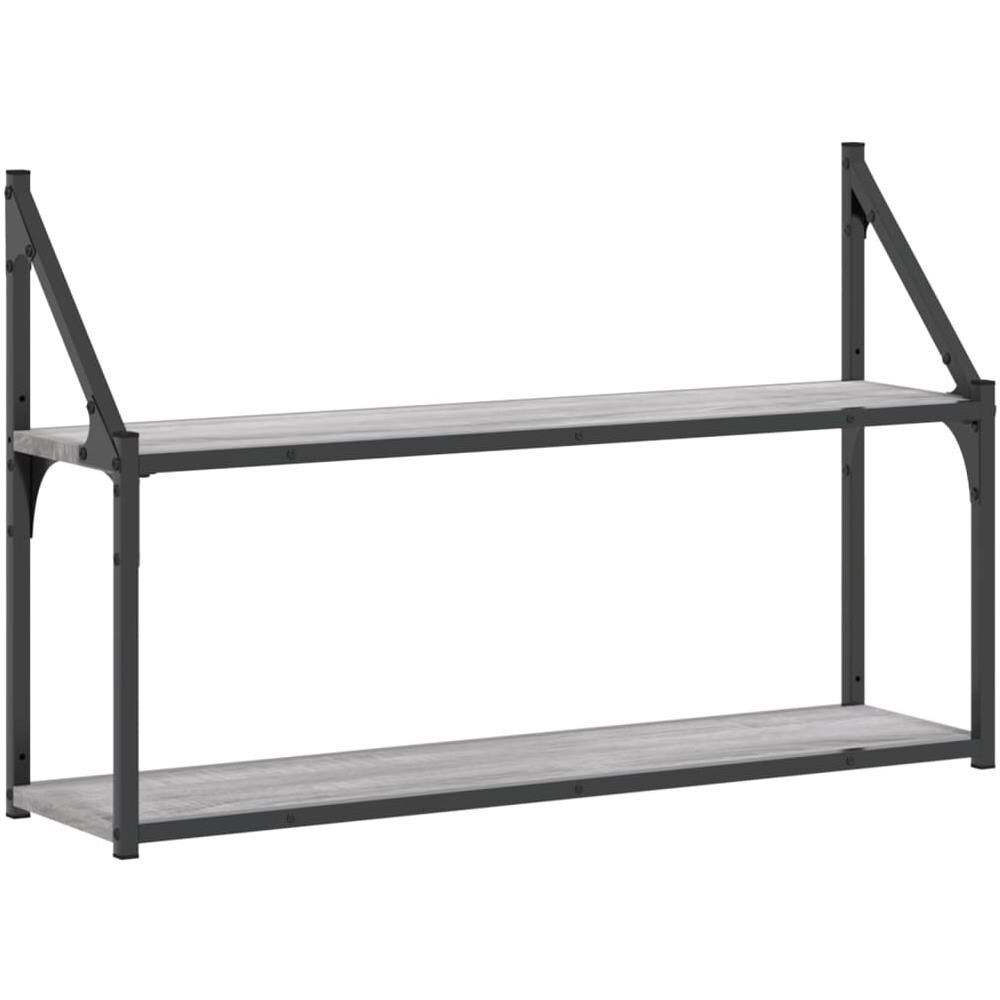 Scaffale Parete 2 Ripiani Grigio Sonoma 80x21x51 Cm Multistrato - Foto 2