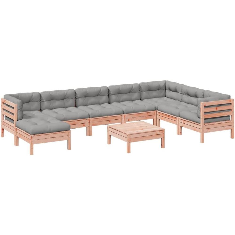 Set Divani Giardino 9 pz Cuscini Legno Massello Abete Douglas - Foto 1