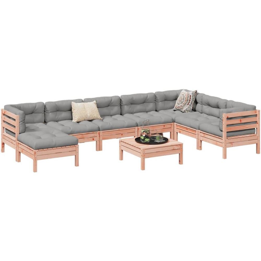 Set Divani Giardino 9 pz Cuscini Legno Massello Abete Douglas - Foto 2