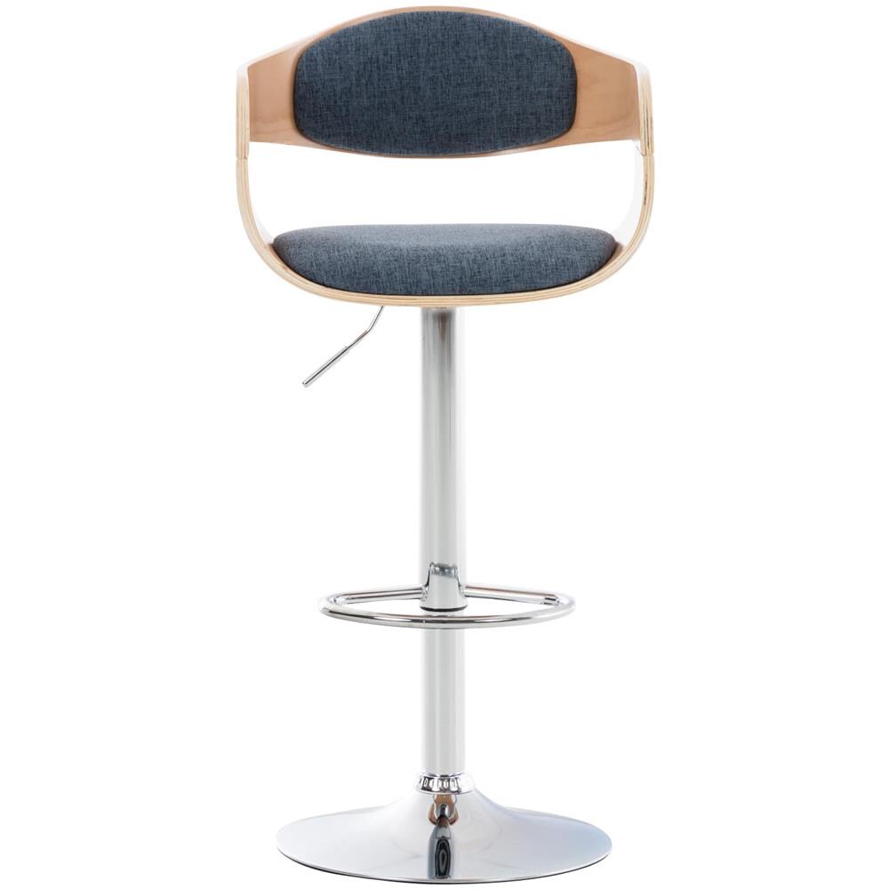 Sgabello rétro Kingston con Braccioli - Sgabello Bar Girevole 360° in Tessuto e Legno I Sgabello Alto Bancone Regolabile 63 - 77 cm Natura / Blu - Foto 2
