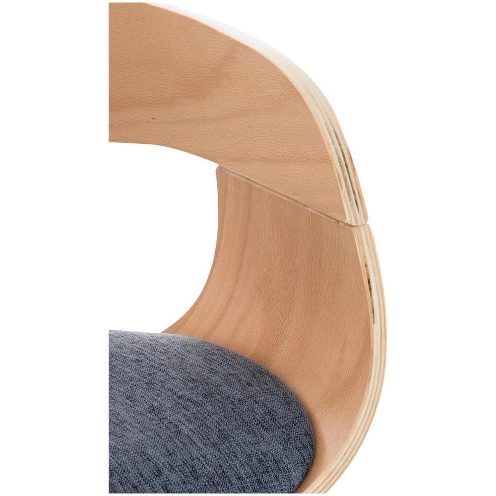 Sgabello rétro Kingston con Braccioli - Sgabello Bar Girevole 360° in Tessuto e Legno I Sgabello Alto Bancone Regolabile 63 - 77 cm Natura / Blu - Foto 5