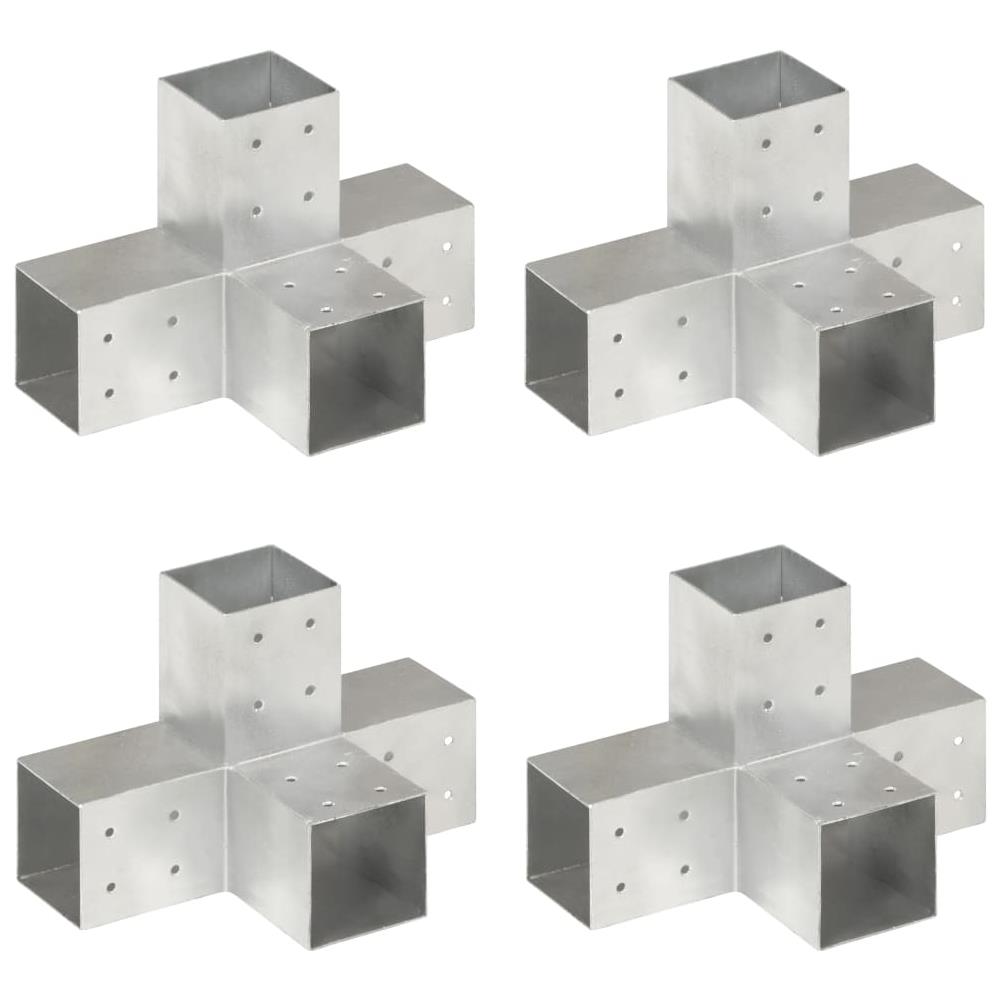 Connettori Per Pali A Forma Di X 4 Pz Metallo Zincato 81x81 Mm - Foto 1