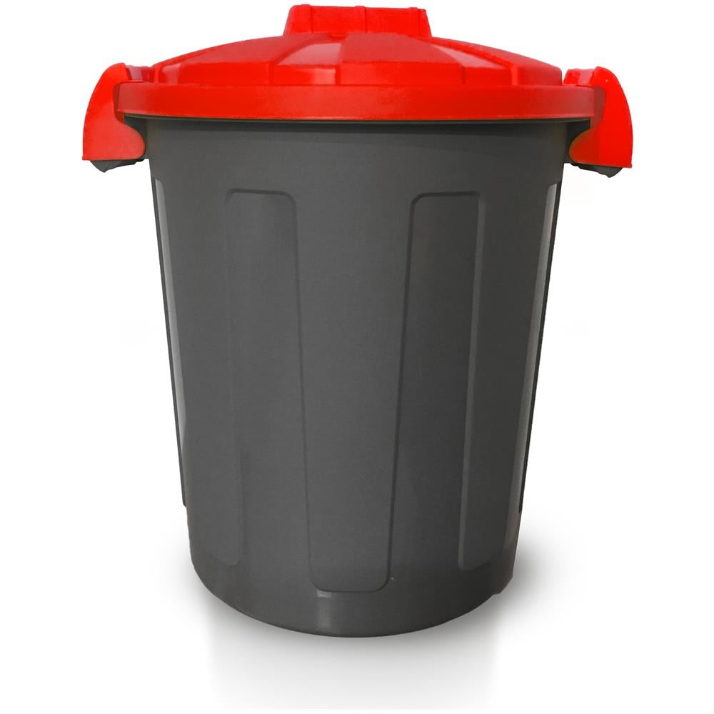 Bidone Dusty 25 Litri Con Maniglie - Grigio Con Coperchio Rosso - - Foto 1