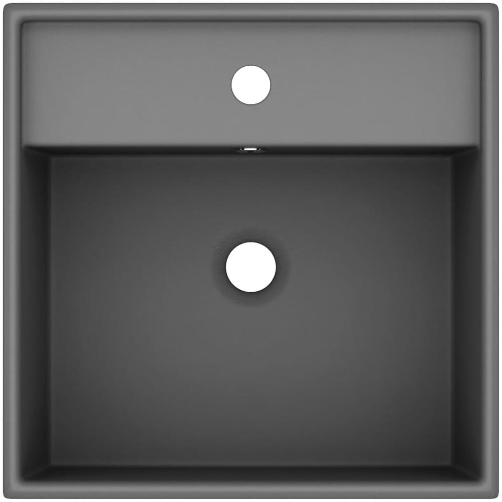 Lavabo Troppopieno Quadrato Grigio Scuro Opaco 41x41cm Ceramica - Foto 2