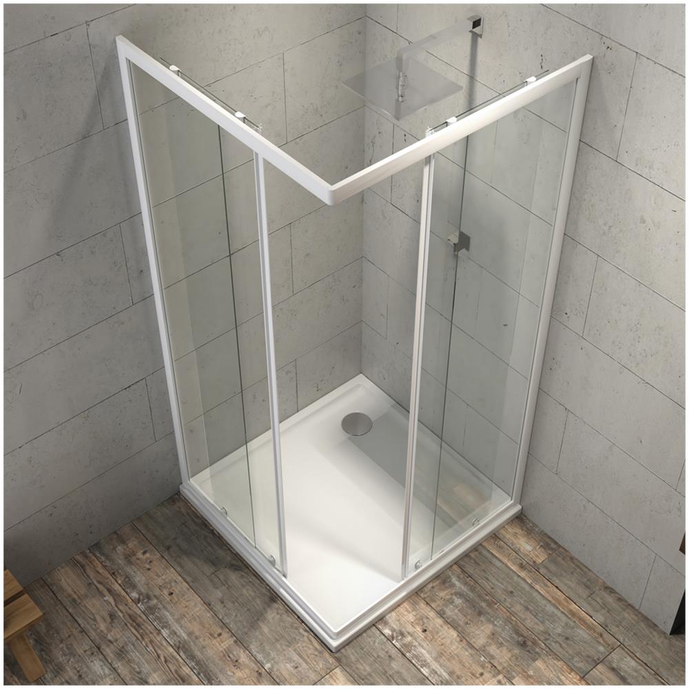 Box Cabina Doccia Angolare Corner Due Ante Scorrevoli Cristallo Temprato *** Misure : 66.5-69.5x86.5-89.5xh185 Cm Trasparente - Foto 1