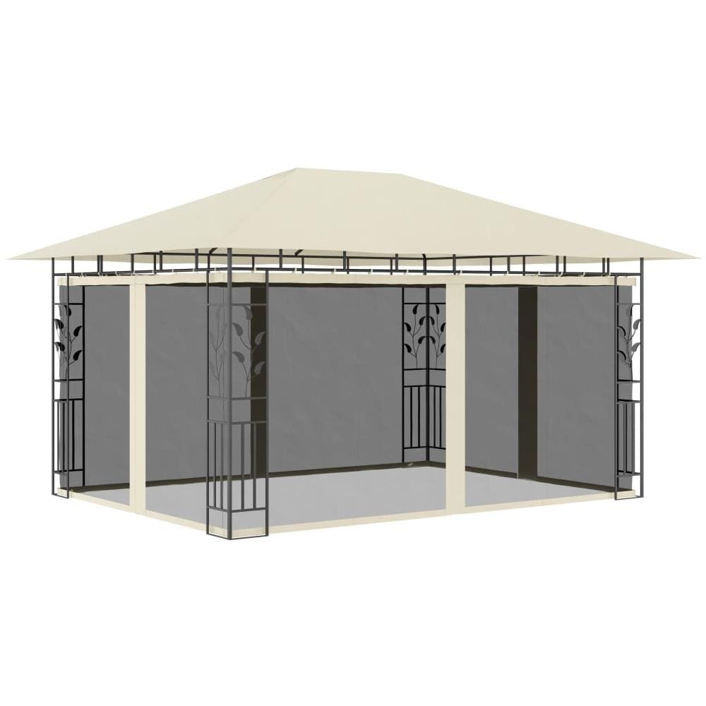 Gazebo con Zanzariera e Luci LED 4x3x2,73 m Crema - Foto 2