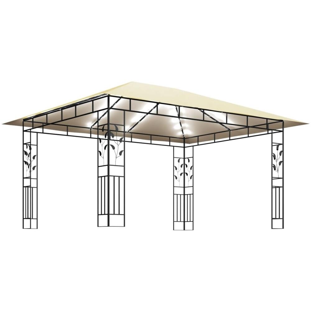 Gazebo con Zanzariera e Luci LED 4x3x2,73 m Crema - Foto 3