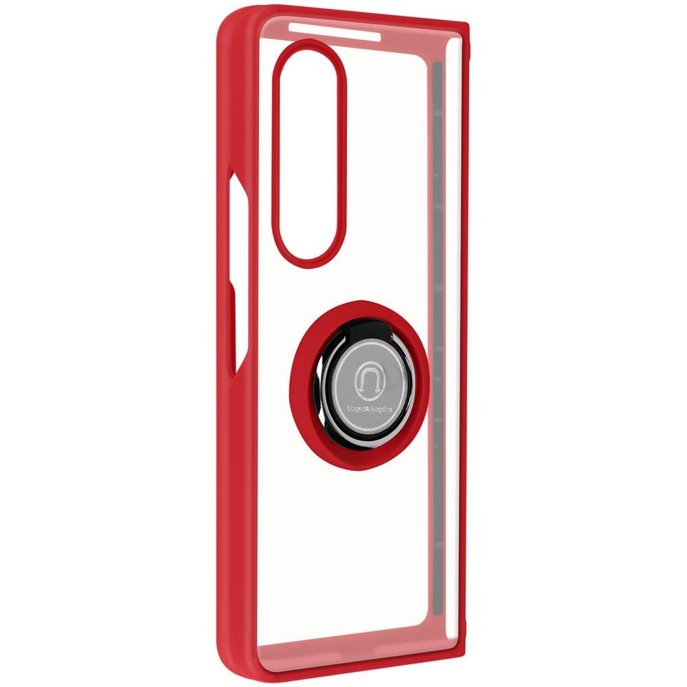 Cover Samsung Galaxy Z Fold 3 Bimateriale Anello Supporto Metallico Rossa - Foto 1