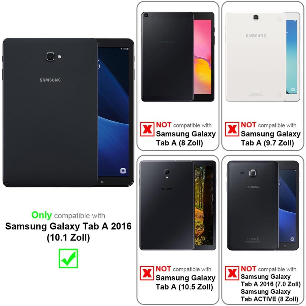 Custodia Per Tablet Compatibile Con Samsung Galaxy Tab A 2016 (10.1"" Zoll) Sm-t585n / T580n In Nero Sambuco - Coperchio Protettivo Senza Auto Wake Up, Con Funzione Stand E Chiusura A Fascia Elastica - Foto 2