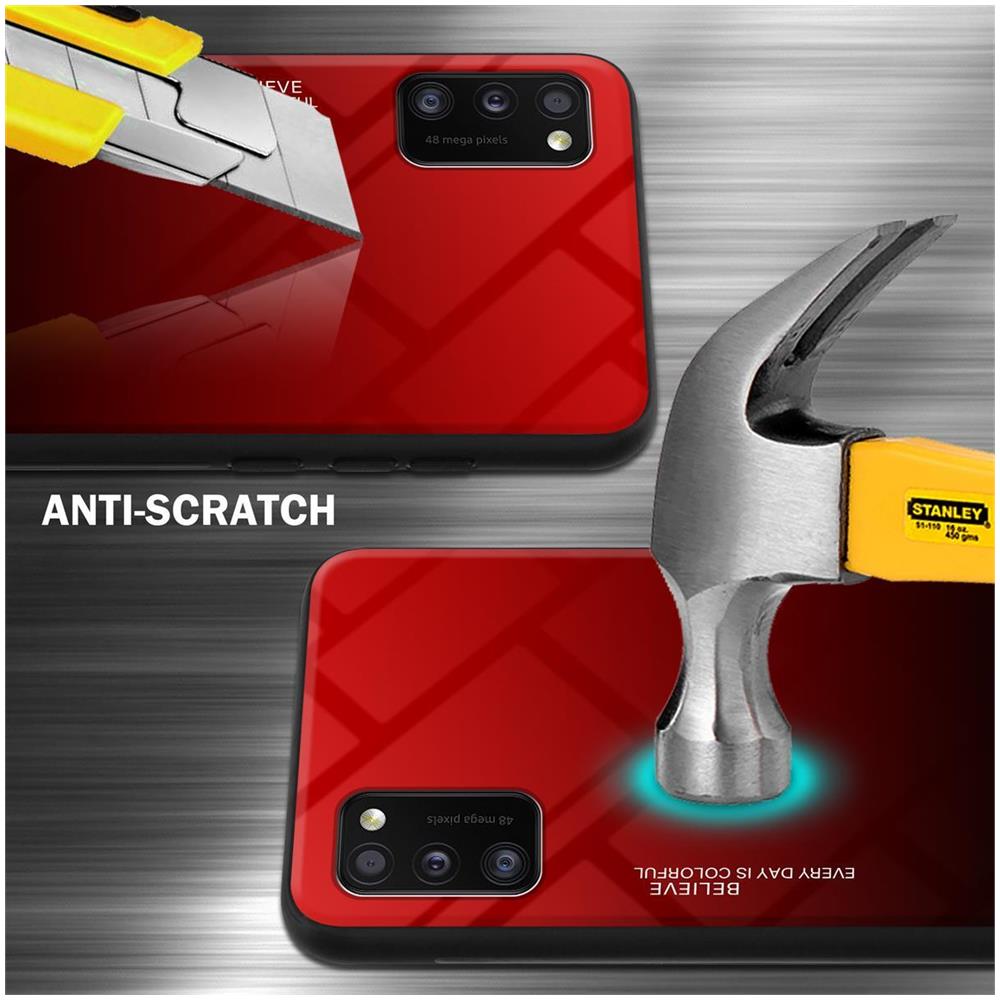 Custodia Compatibile Con Samsung Galaxy A41 In Rosso - Nero - Coperchio Protettivo Bicolore In Vetro Temperato E Silicone Tpu - Foto 2