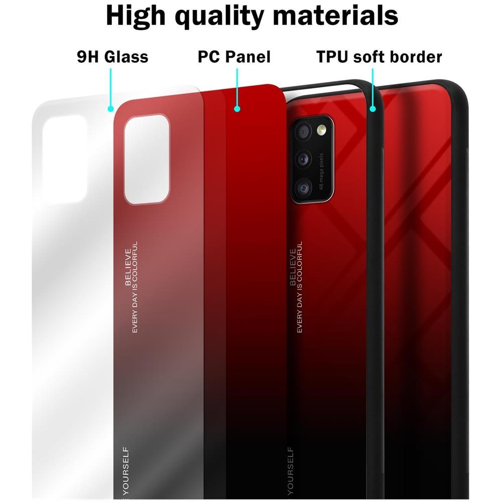 Custodia Compatibile Con Samsung Galaxy A41 In Rosso - Nero - Coperchio Protettivo Bicolore In Vetro Temperato E Silicone Tpu - Foto 6