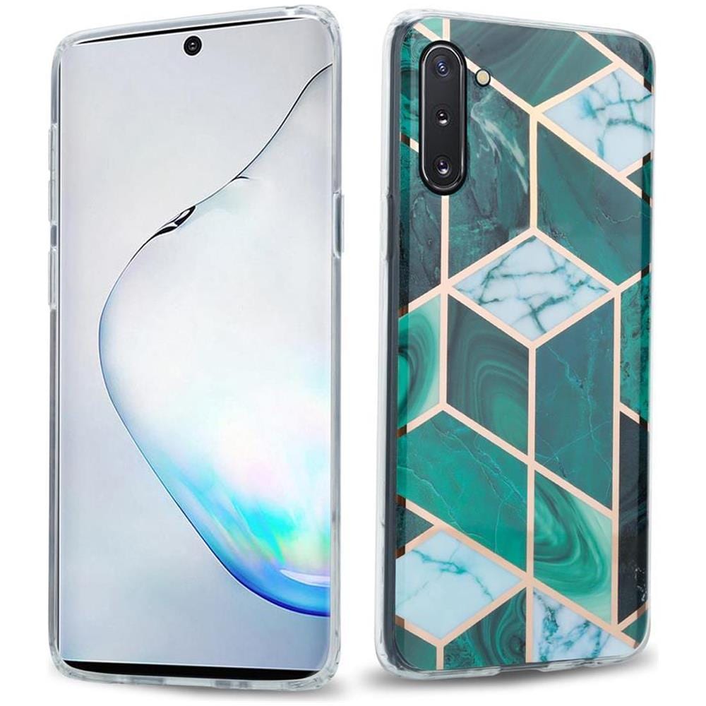 Custodia Compatibile Con Samsung Galaxy Note 10 In Marmo Oro Bianco Verde Scuro No. 6 - Coperchio Protettivo In Silicone Tpu Con Motivo A Mosaico - Foto 1