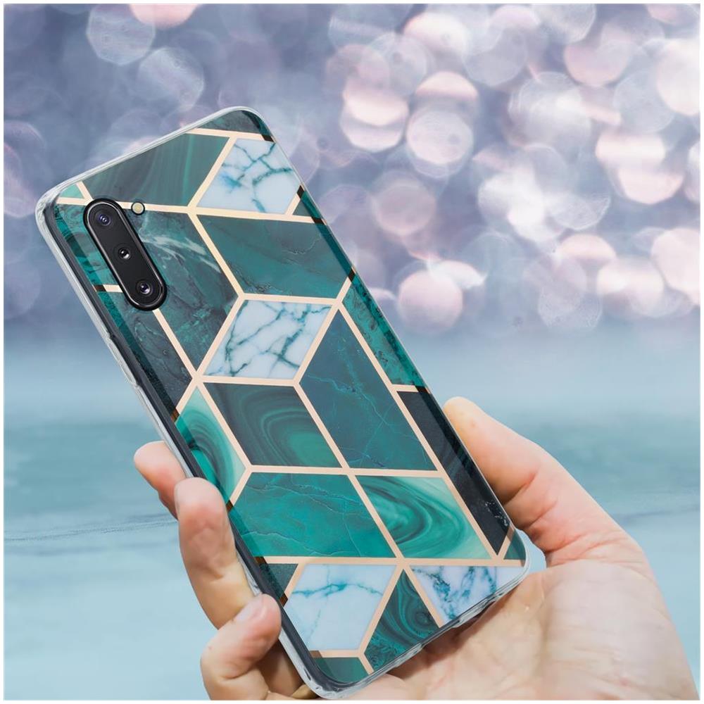Custodia Compatibile Con Samsung Galaxy Note 10 In Marmo Oro Bianco Verde Scuro No. 6 - Coperchio Protettivo In Silicone Tpu Con Motivo A Mosaico - Foto 8