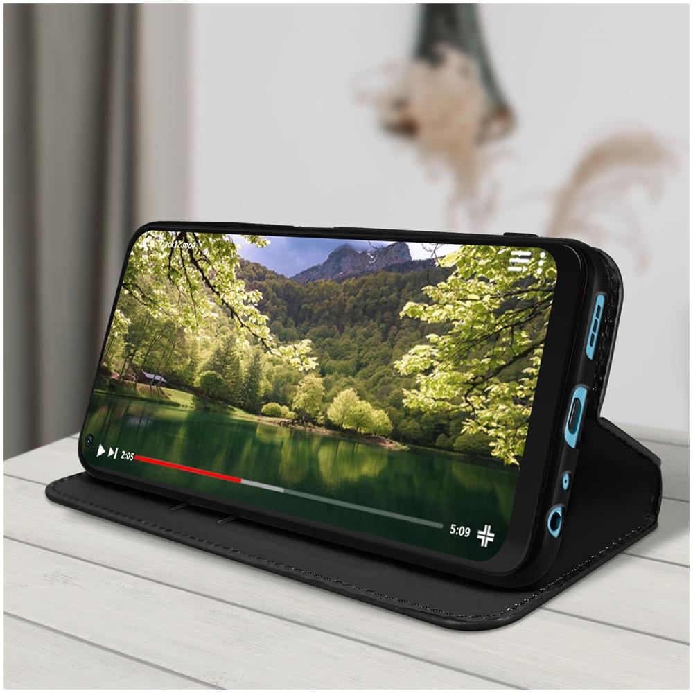 Custodia Realme 9i / Oppo A76 - A96 Portafoglio Funzione Supporto Video Nera - Foto 2