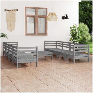VidaXL Set Divano Da Giardino 3 Pezzi In Polyrattan Con Legno Eucalipto - Grigio
