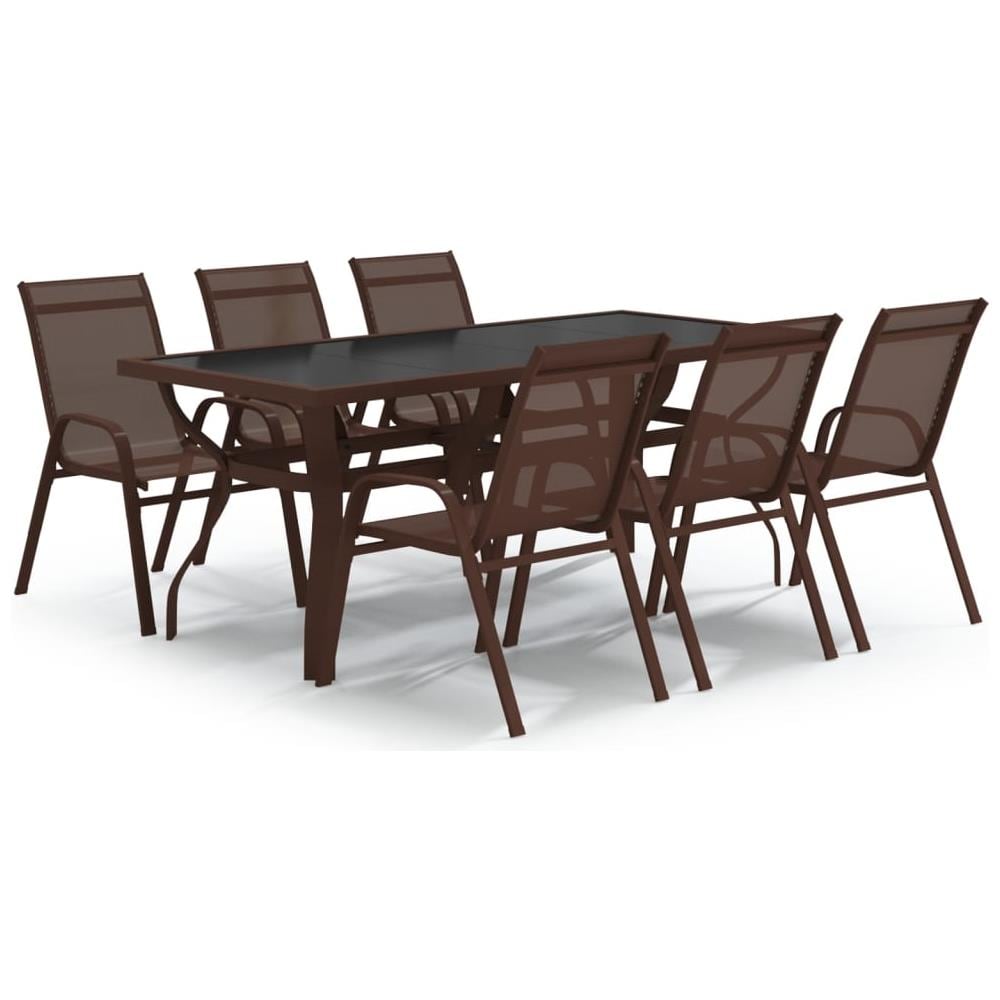 Set Da Pranzo Da Giardino 7 Pz Marrone E Nero - Foto 1