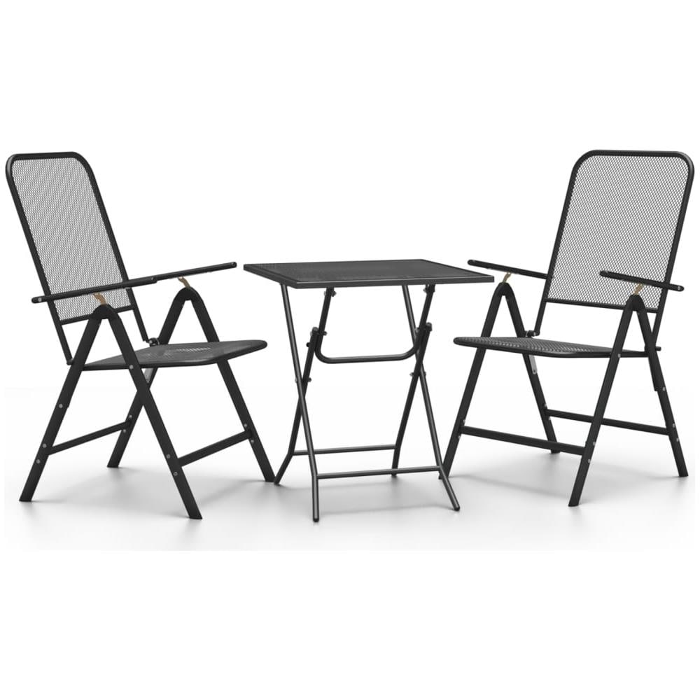 Set Da Pranzo Per Giardino 3pz Rete Metallica Espansa Antracite - Foto 1