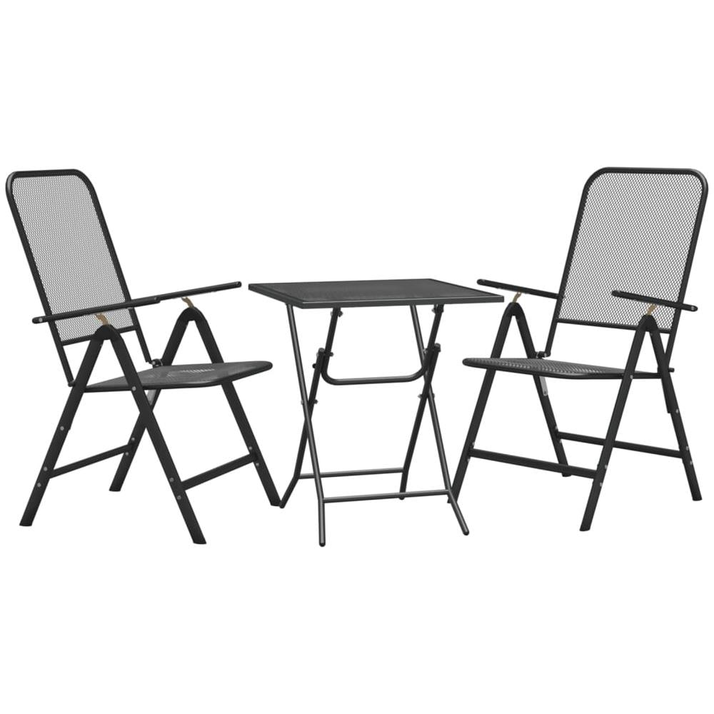 Set Da Pranzo Per Giardino 3pz Rete Metallica Espansa Antracite - Foto 2