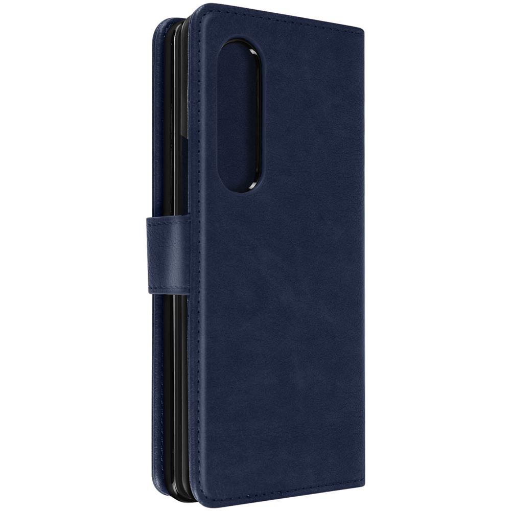 Cover Per Samsung Z Fold4, Portacarte E Chiusura Linguetta Magnetica Blu - Foto 2