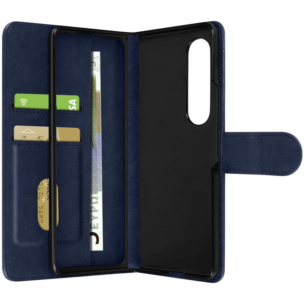Cover Per Samsung Z Fold4, Portacarte E Chiusura Linguetta Magnetica Blu - Foto 1