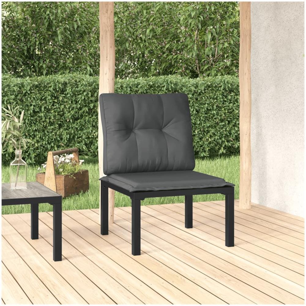 Poltrona Da Giardino Con Cuscini Polyrattan Nero E Grigio - Foto 1