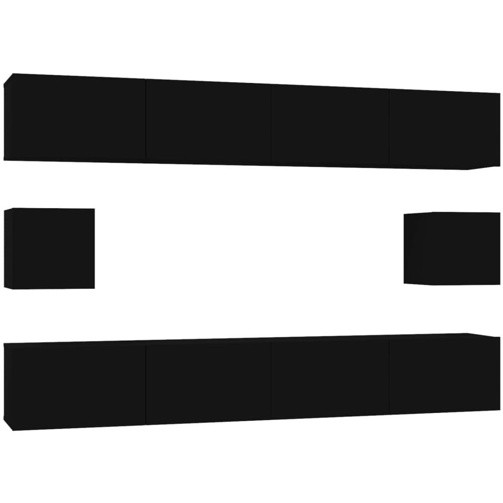 Set Mobili Porta Tv 6 Pz Nero In Legno Multistrato - Foto 2