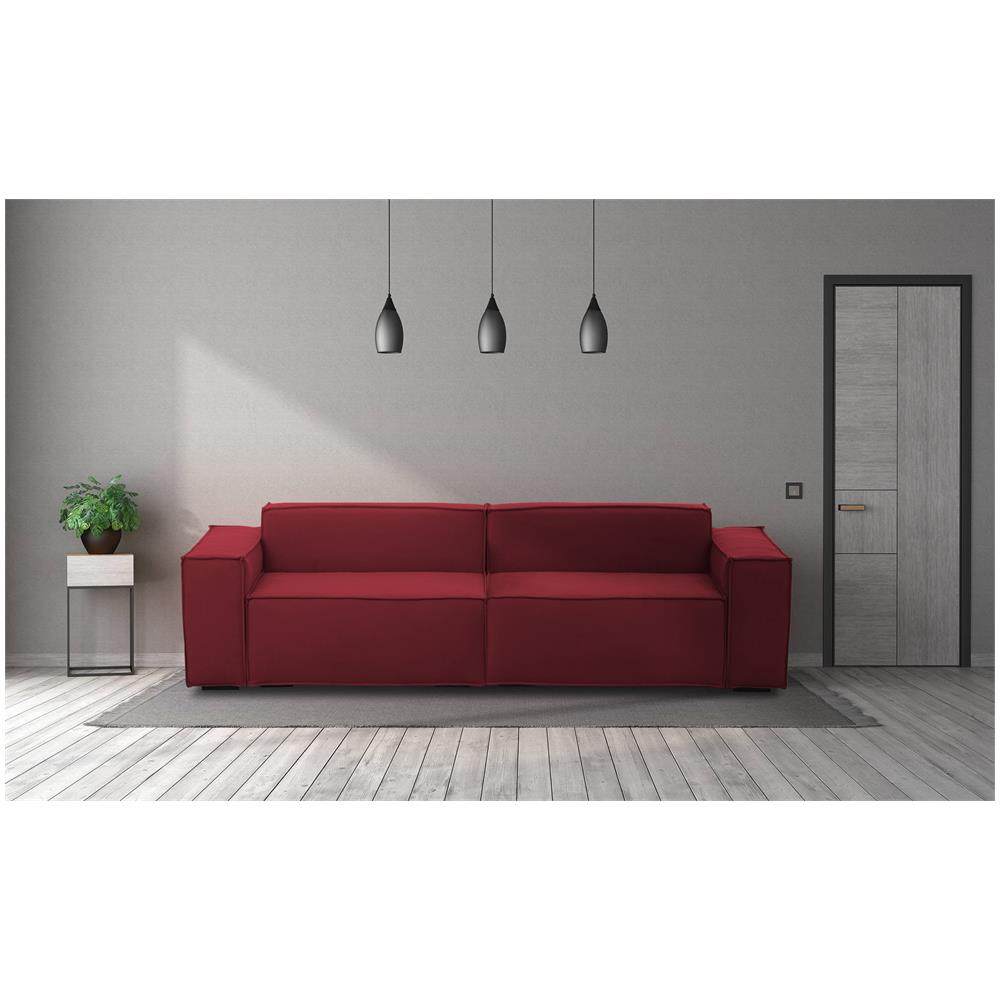 Divano Fisso Simona, Divano Componibile A 3 Posti Lineare, 100% Made In Italy, Sofà Moderno Da Soggiorno In Tessuto, Cm 260x95h70, Rosso - Foto 1