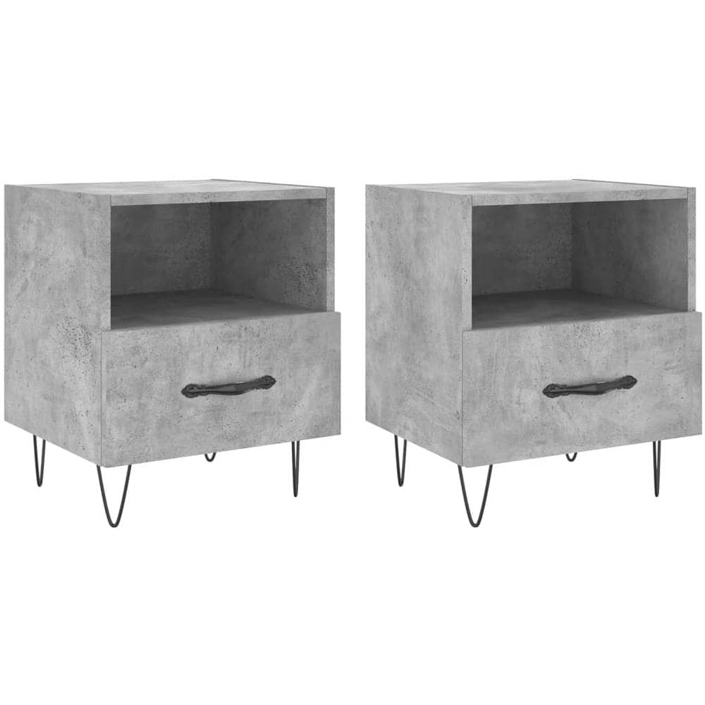 Comodini 2 Pz Grigio Cemento 40x35x47,5 Cm In Legno Multistrato - Foto 2