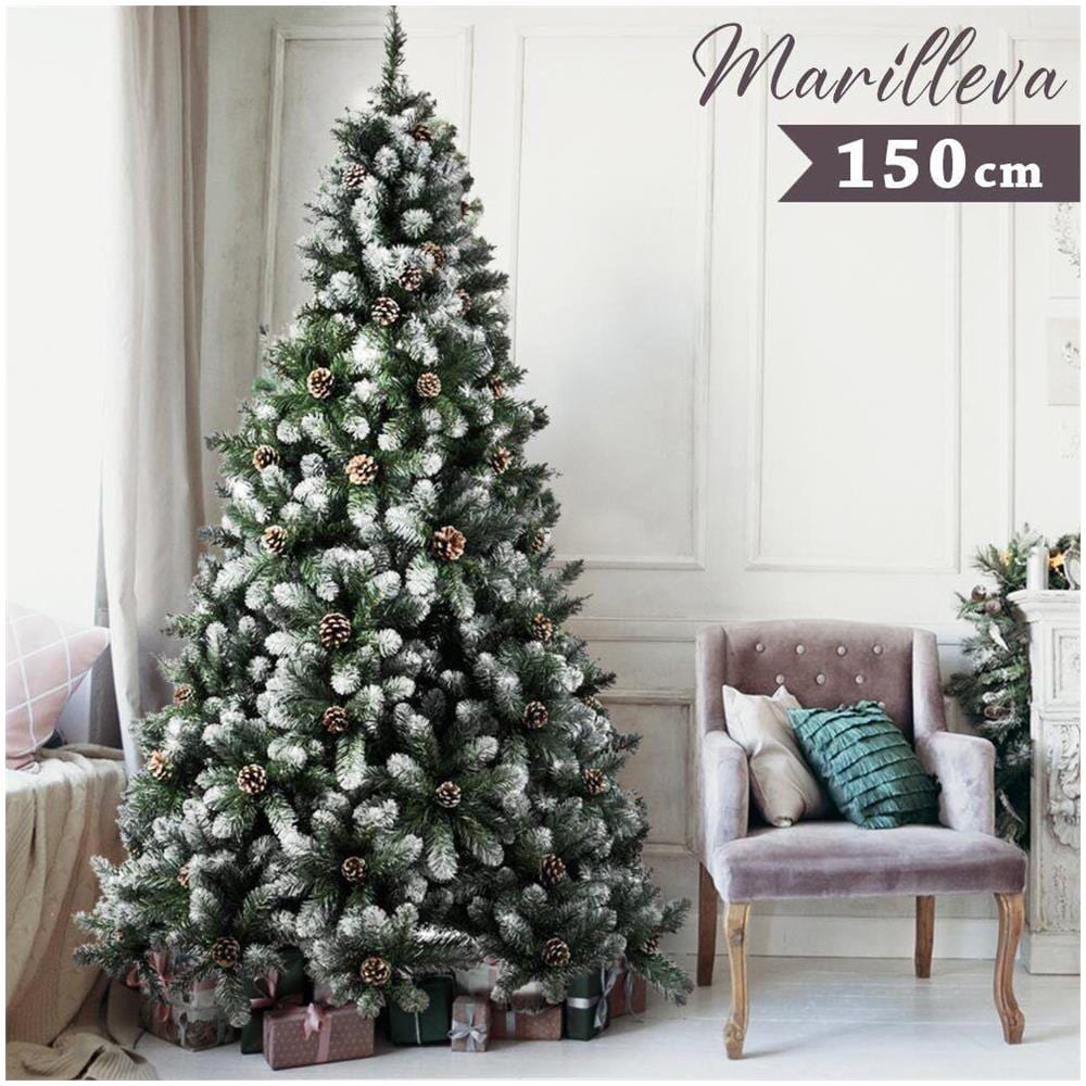 Albero Di Natale Innevato Marilleva 150cm 522 Rami Super Folto con Pigne - Foto 1