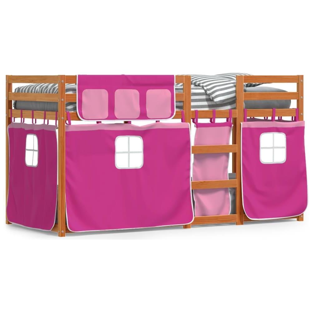 Letto a Castello senza Materasso Rosa 80x200 cm Legno di Pino - Foto 1