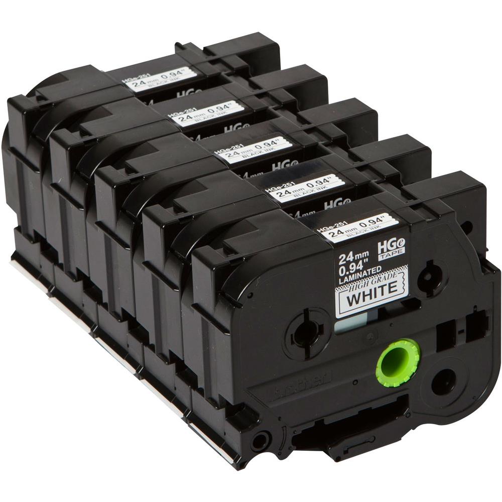 conf. 5 nastri hg da 24mm nero su bianco (80 mm / s, 360x720dpi) - Foto 1