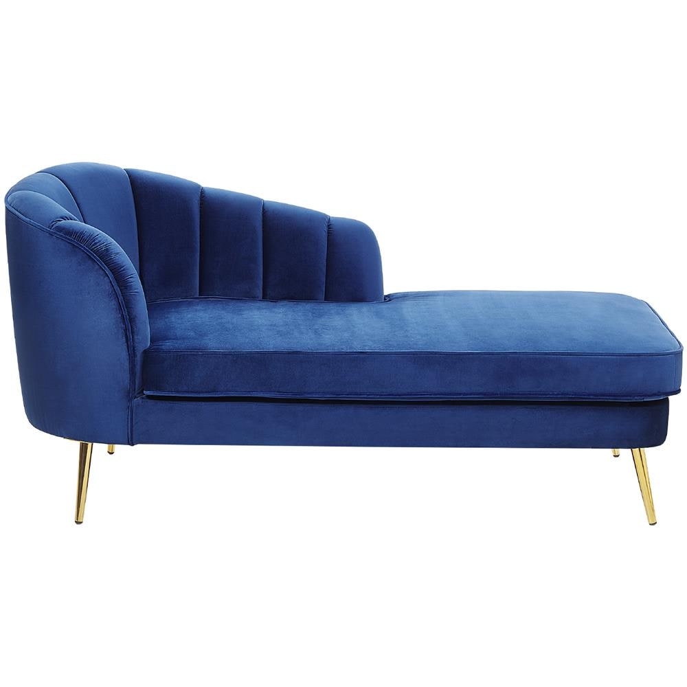 Chaise Longue In Velluto Blu Cobalto Versione Sinistra Allier - Foto 1