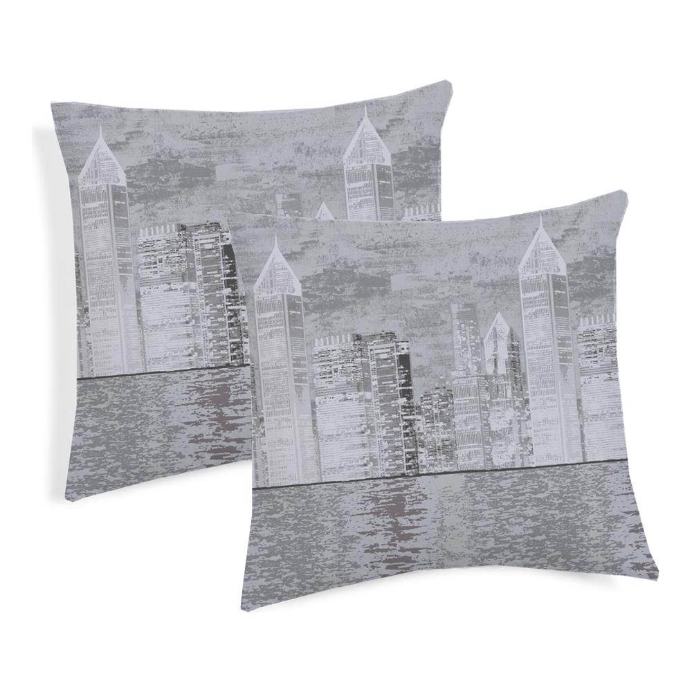 Coppia Cuscini Arredo Imbottiti 40x40 Disegno New York Colore Grigio   - Foto 1