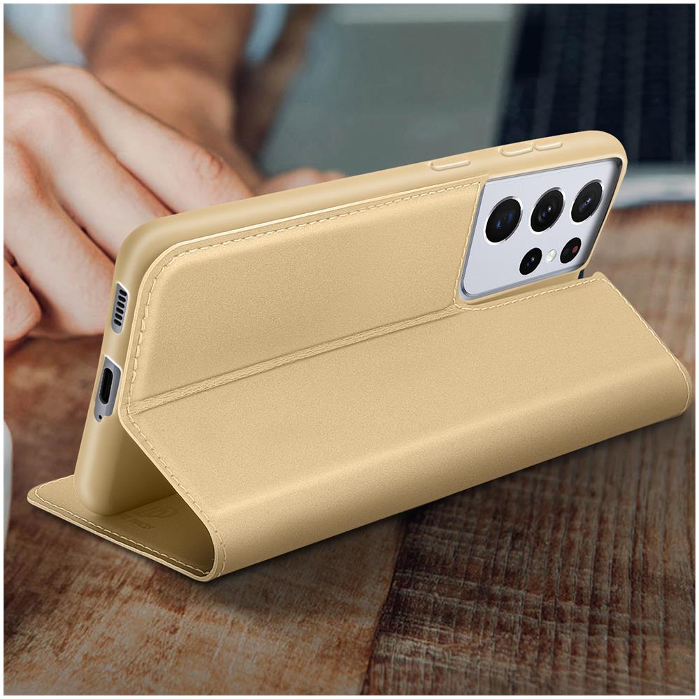 Custodia Samsung Galaxy S21 Ultra Portafoglio Flip Funzione Supporto - Oro - Foto 2