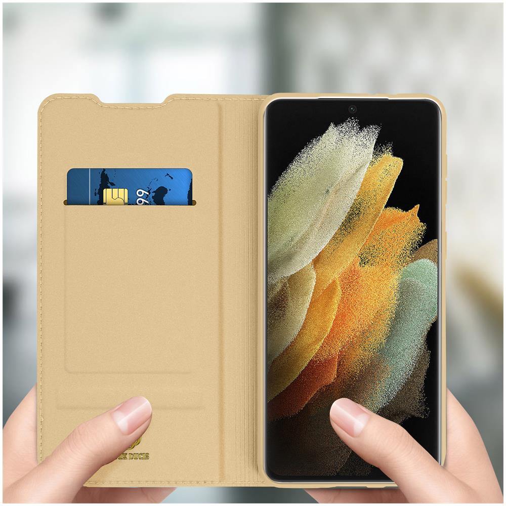 Custodia Samsung Galaxy S21 Ultra Portafoglio Flip Funzione Supporto - Oro - Foto 5